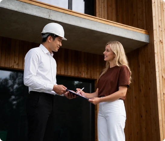 A CHAMPION engineer discussing project requirements with a customer